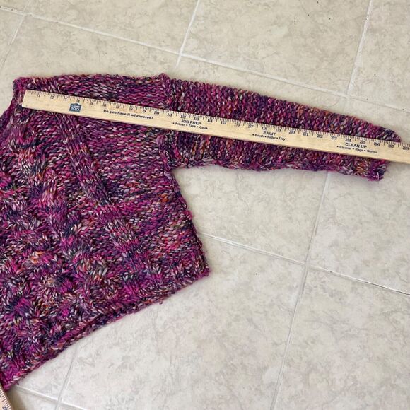 Free People sweater Women's Size S/P Purple Chunky Cable-Knit Wool Blend LS - Picture 10 of 11